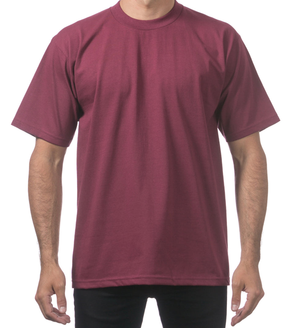 Pro Club Men’s Heavyweight T shirt Burgandy