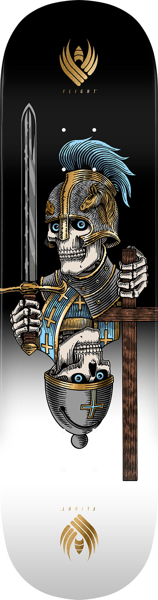 Powell Peralta Pro Dan Corrigan Chess Skulls FLIGHT® Skateboard Deck Gold Foil - Shape 315 - 8.42 x 31.88