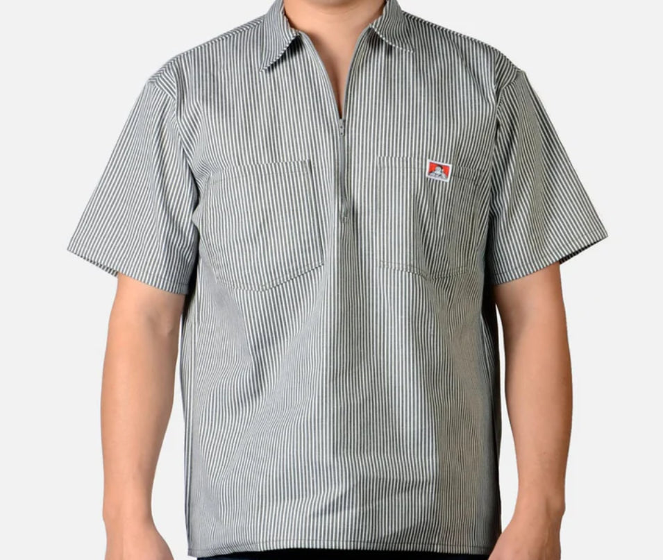 Ben Davis 1/2 Zip Shirt Green Stripe