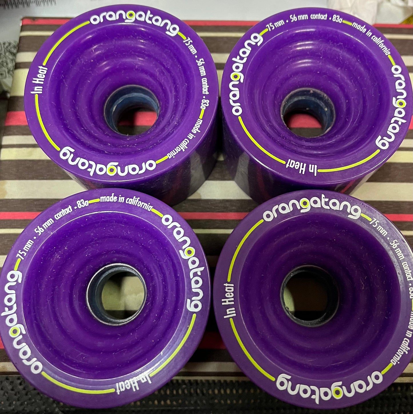 Orangatang Longboard Wheels In Heat 75mm 83a Purple Set of 4
