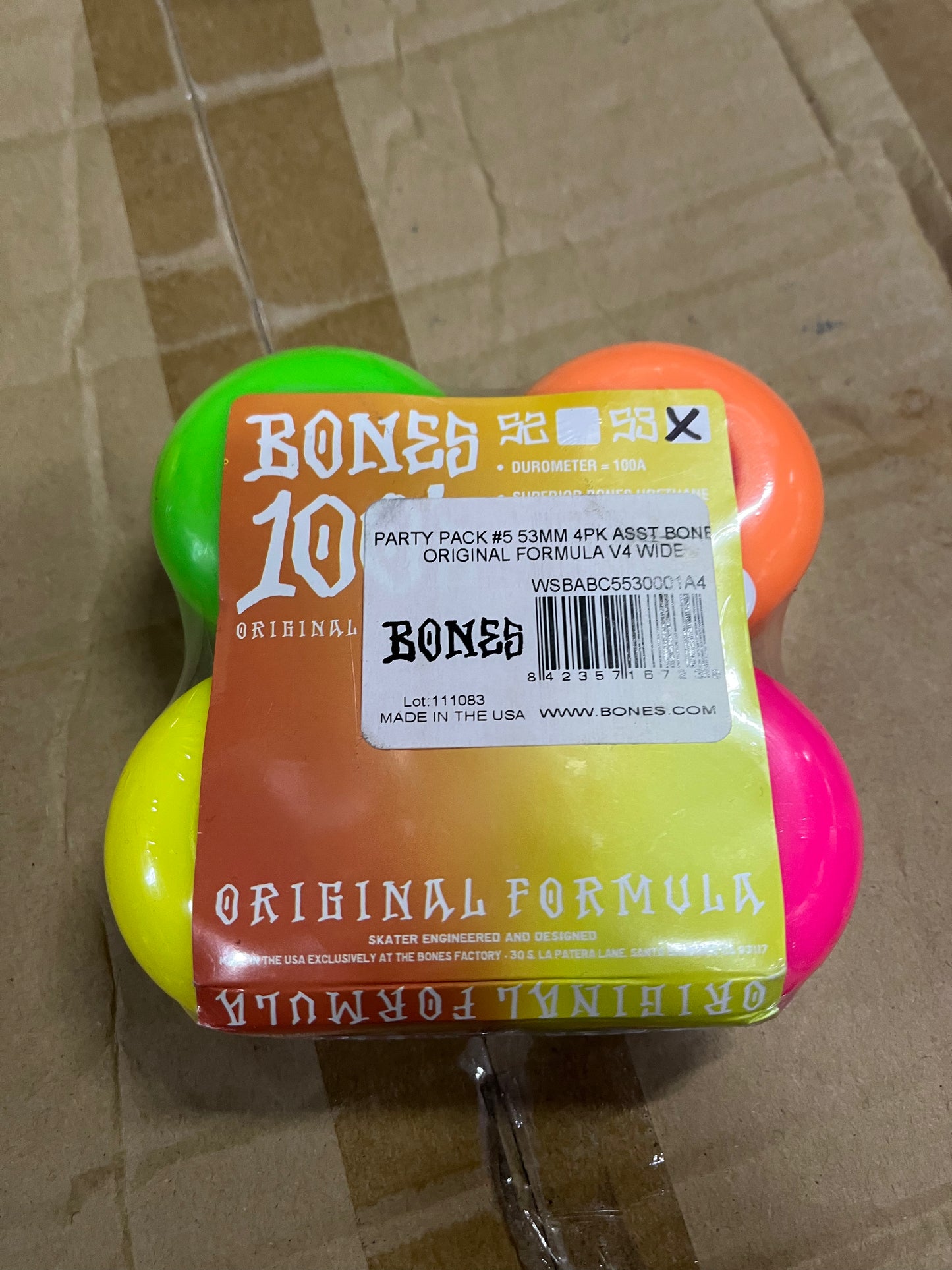 Bones 100s Party Pack 53mm Skateboard Wheels