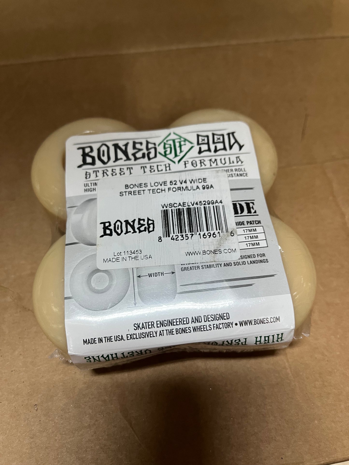 Bones STF skateboard wheels love 52mm V4 wide 99a