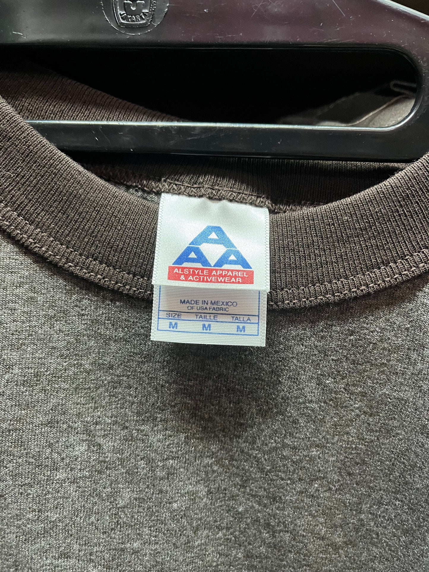 Alstyle AAA Ringer T shirt Brown Heather size M