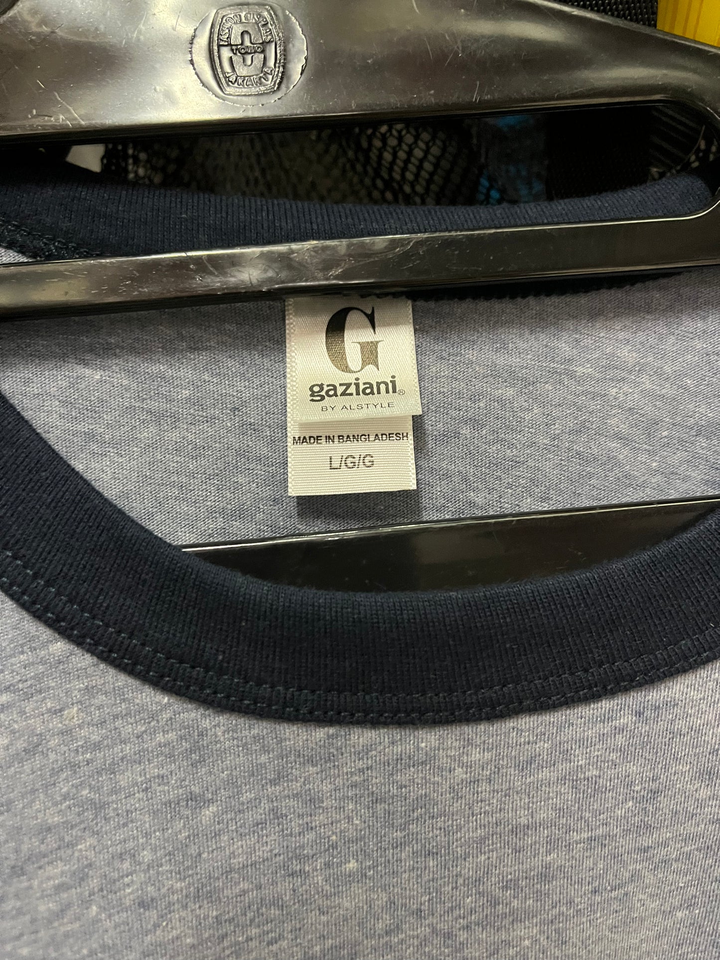 Alstyle Gaziani Ringer T shirt Blue Heather Size L