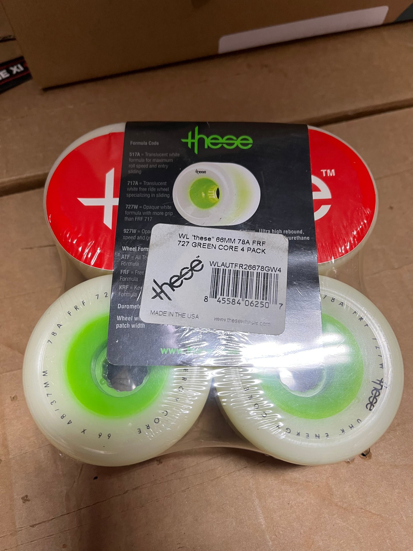 These 727 66mm 78a Green Core Longboard Wheels