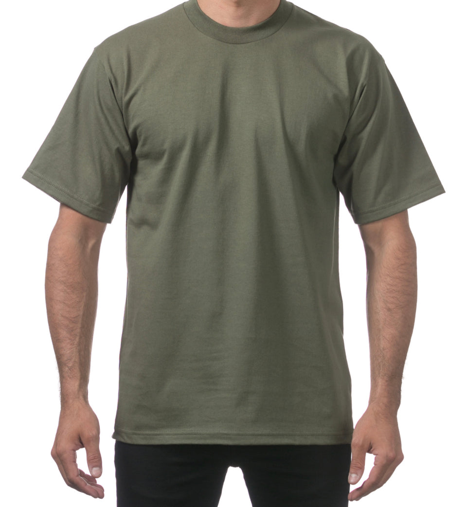Pro Club Men’s Heavyweight T Shirt Olive Green