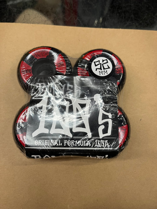 Bones 100s Skateboard Wheels 52mm black/red
