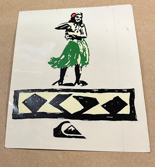 Vintage Quiksilver Surf Sticker Hula Girl