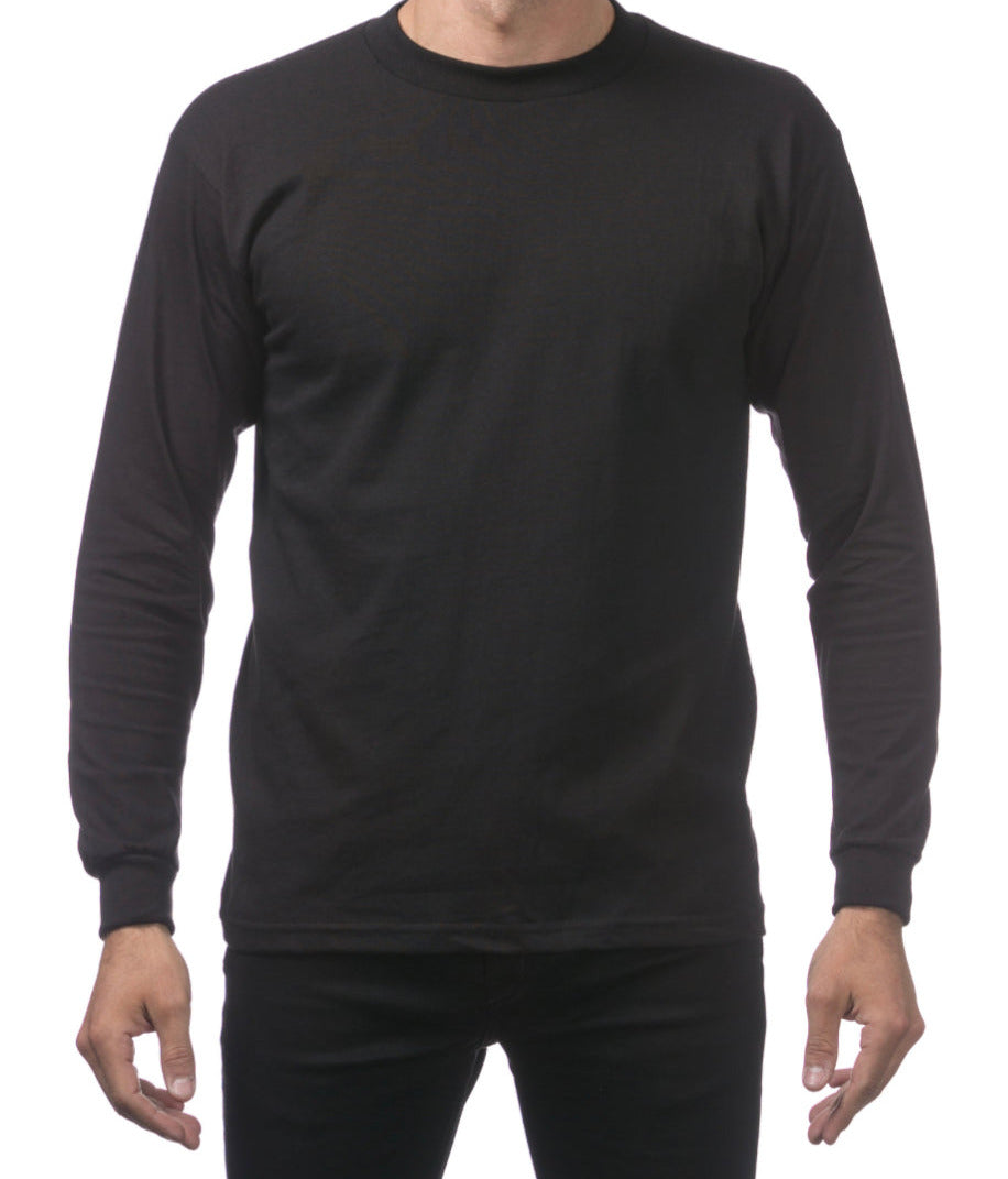 Pro Club Men’s Heavyweight Long Sleeve T Shirt Black
