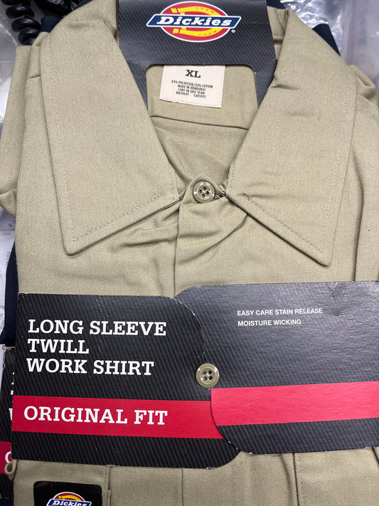 Dickies 574 Original Fit Long Sleeve Twill Work Shirt Khaki