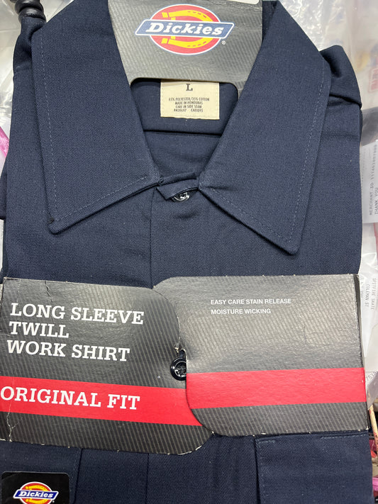 Dickies 574 Long Sleeve Twill Work Shirt Dark Navy