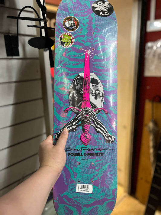 Powell Peralta Skateboard Deck Skull & Sword 8.25” Purple Blue
