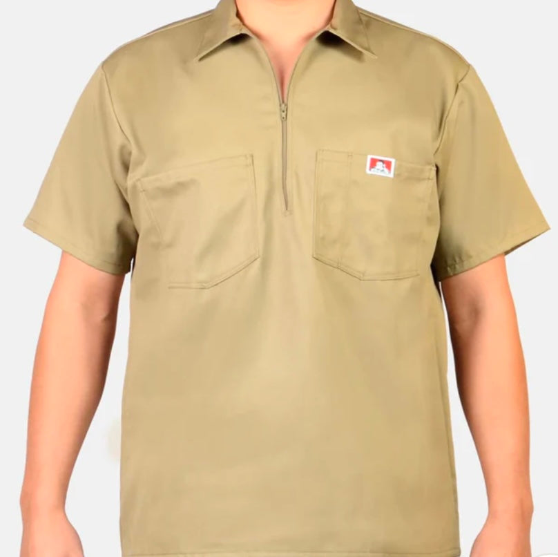 Ben Davis 1/2 Zip Work Shirt Khaki