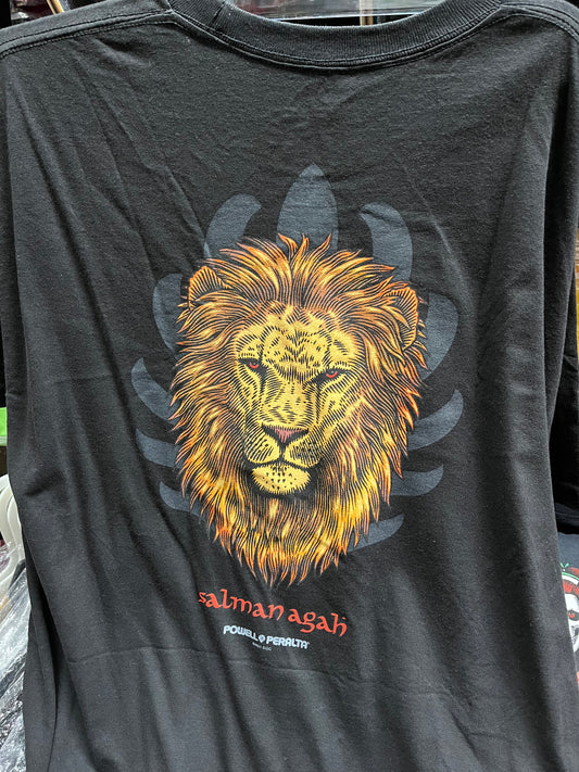 Powell Peralta skateboard t shirt Salman Agah Lion black