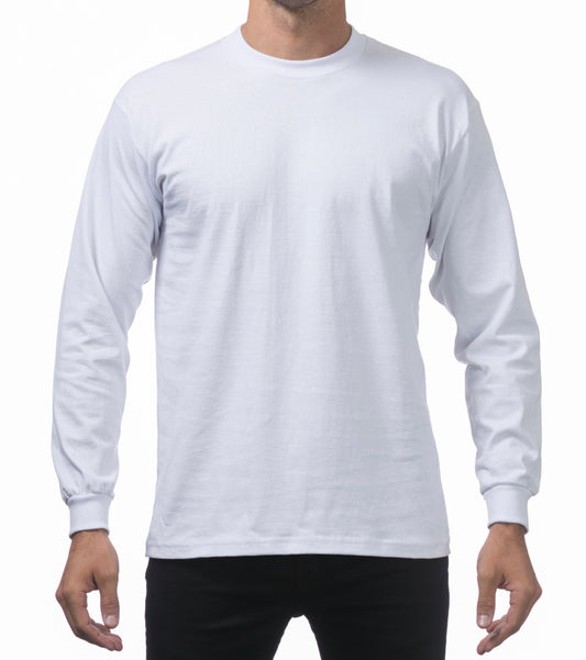 Pro Club Men’s Heavyweight Long Sleeve T Shirt White