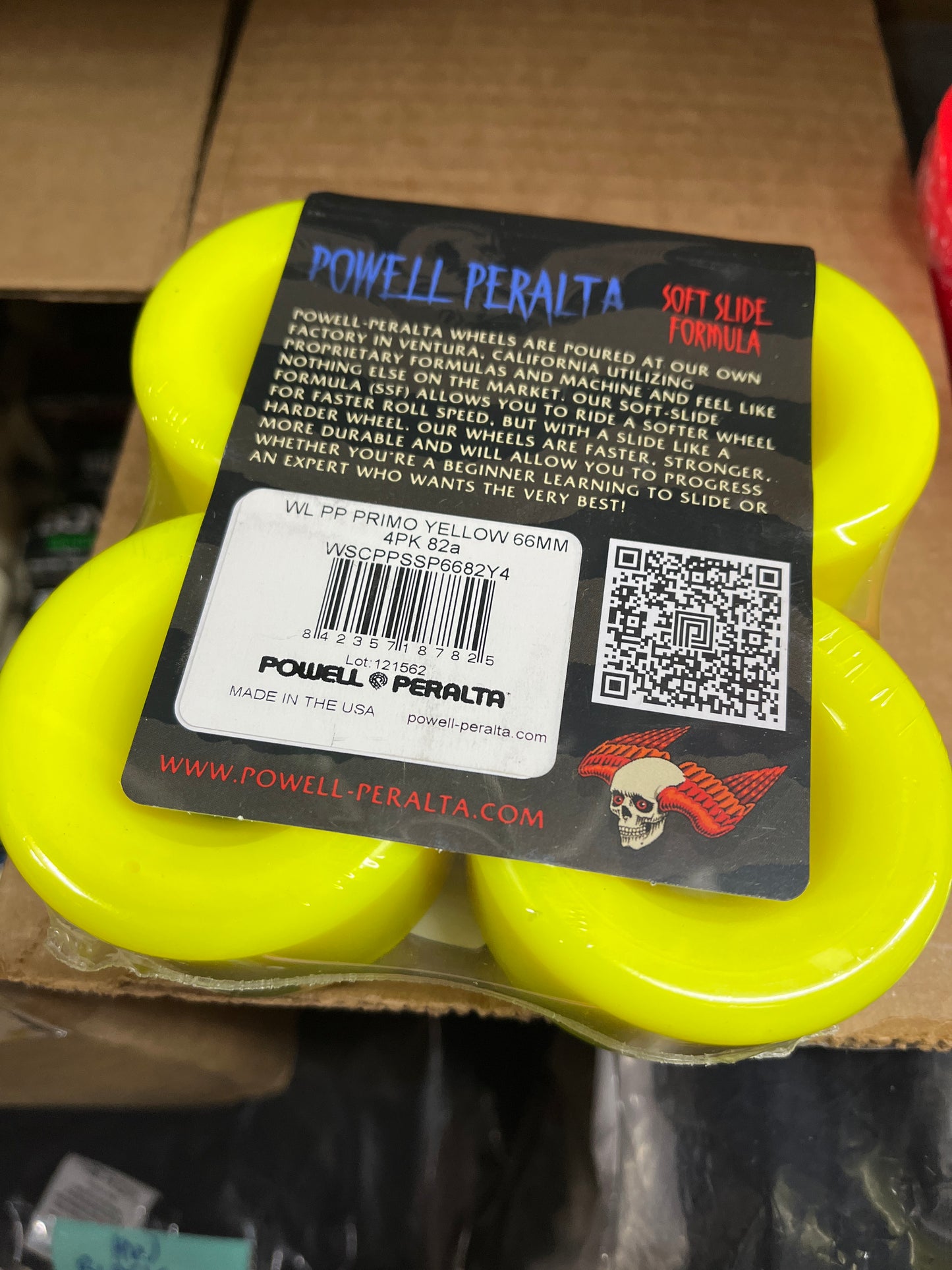 Powell Peralta Primo Skateboard Wheels 66mm 82A 4pk Yellow