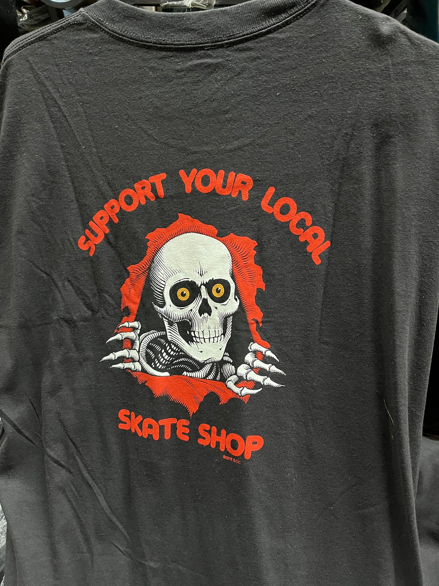 Powell Peralta skateboard t shirt support your local skateshop black