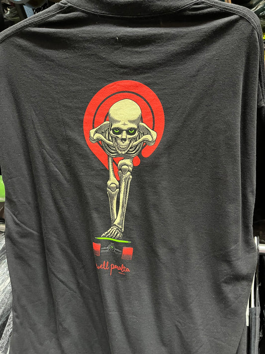 Powell Peralta Skateboard t shirt skeleton tucking black