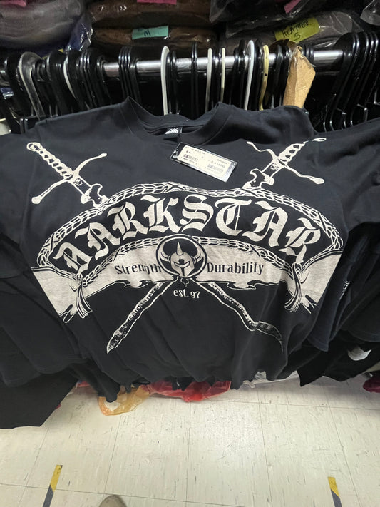 Vintage Darkstar Wood Skateboard t shirt size S Black