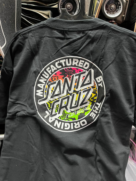 Santa Cruz skateboard t shirt manufactured dot black