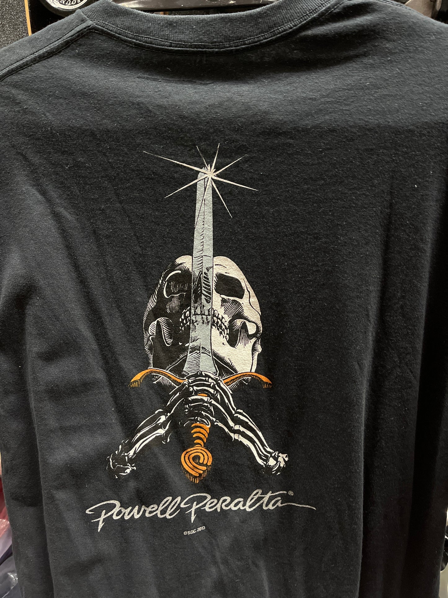 Powell Peralta Skateboard T Shirt Skull and Sword Black
