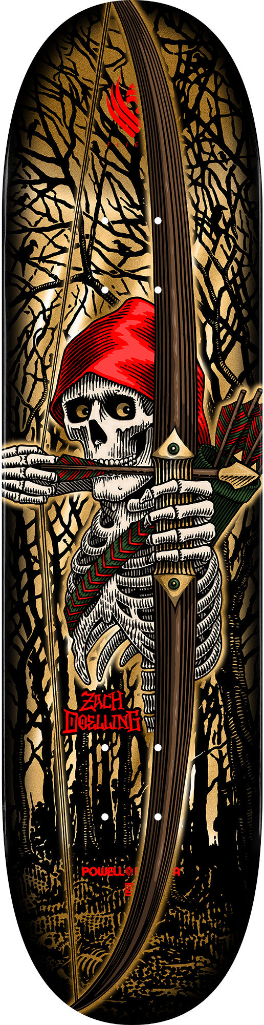 Powell Peralta Pro Zach Doelling Archer FLIGHT® Skateboard Deck Gold Foil - Shape 313 - 8.30 x 31.61