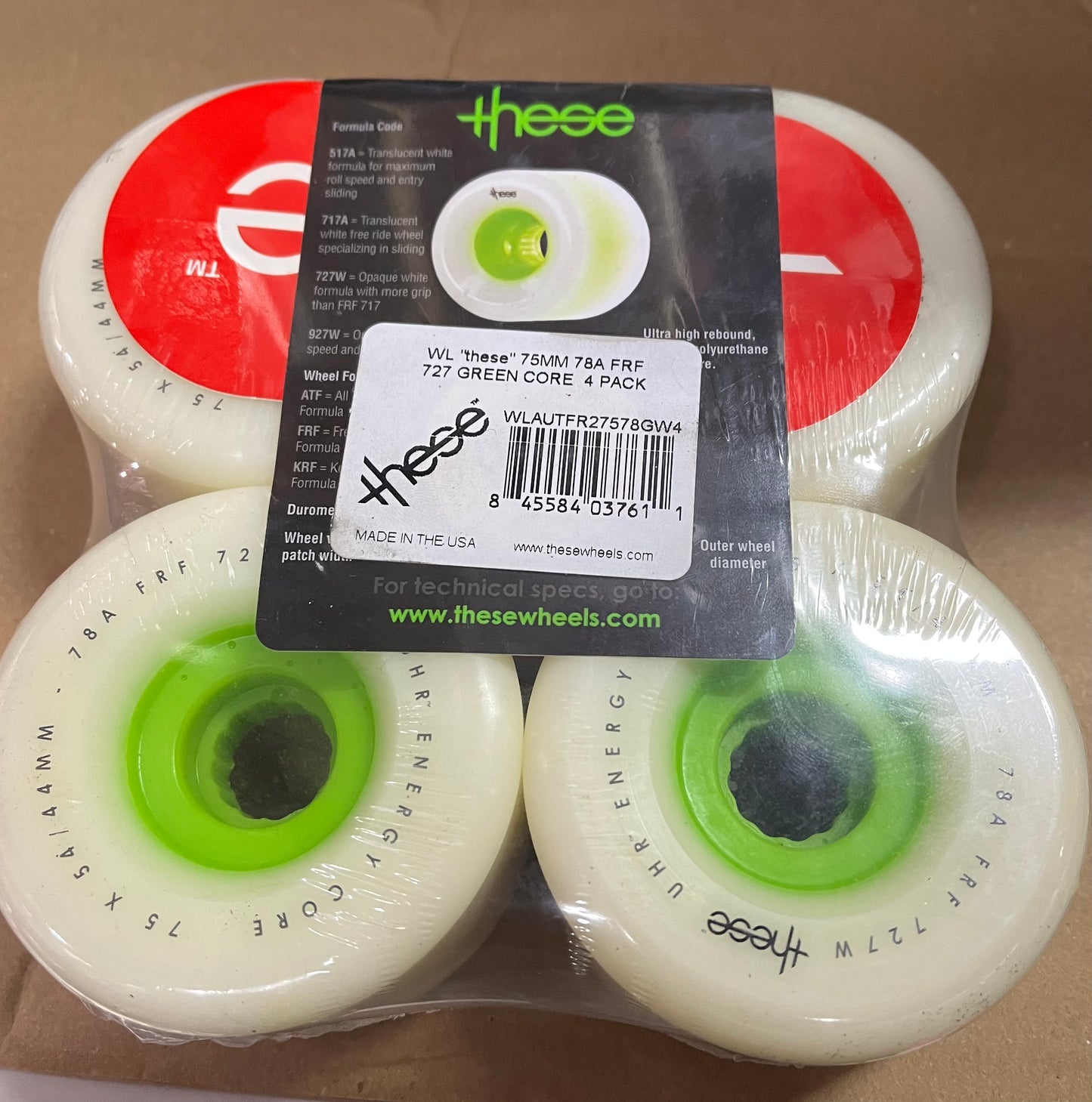 These 727 75mm 78a Green Longboard Wheels