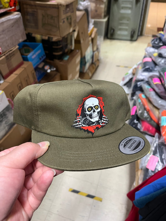 Powell Peralta Skateboard Snap Back Hat Cap Ripper Olive Greeen