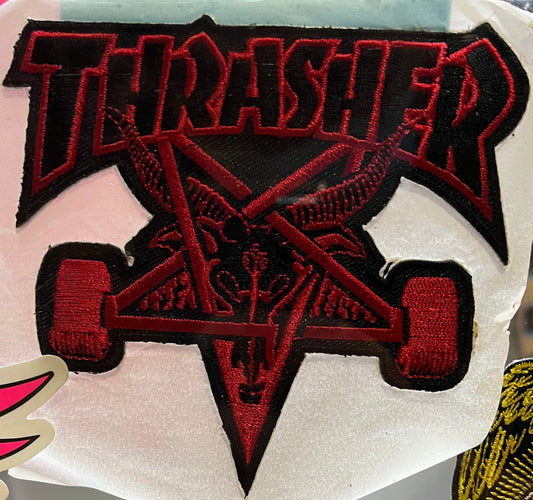 Thrasher magazine goat iron on patch