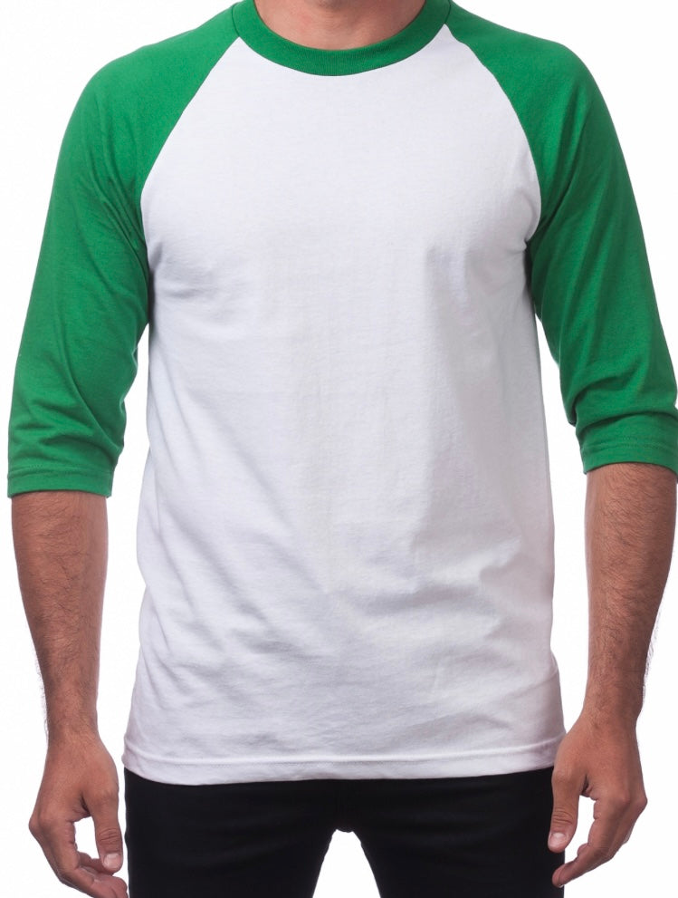 Pro Club Comfort Raglan T shirt White/Kelly