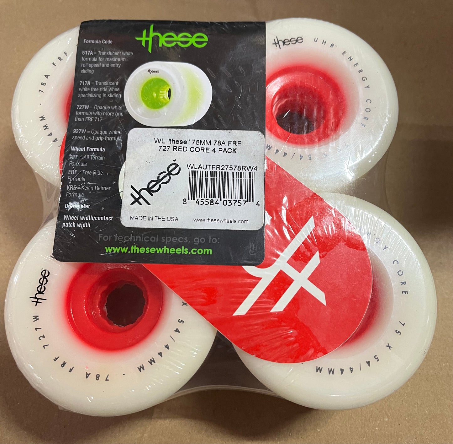 These 727 75mm 78a red Longboard wheels