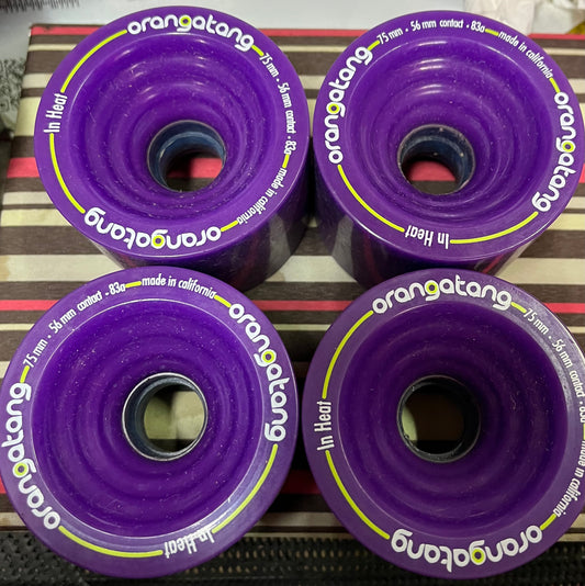 Orangatang Longboard Wheels In Heat 75mm 83a Purple Set of 4