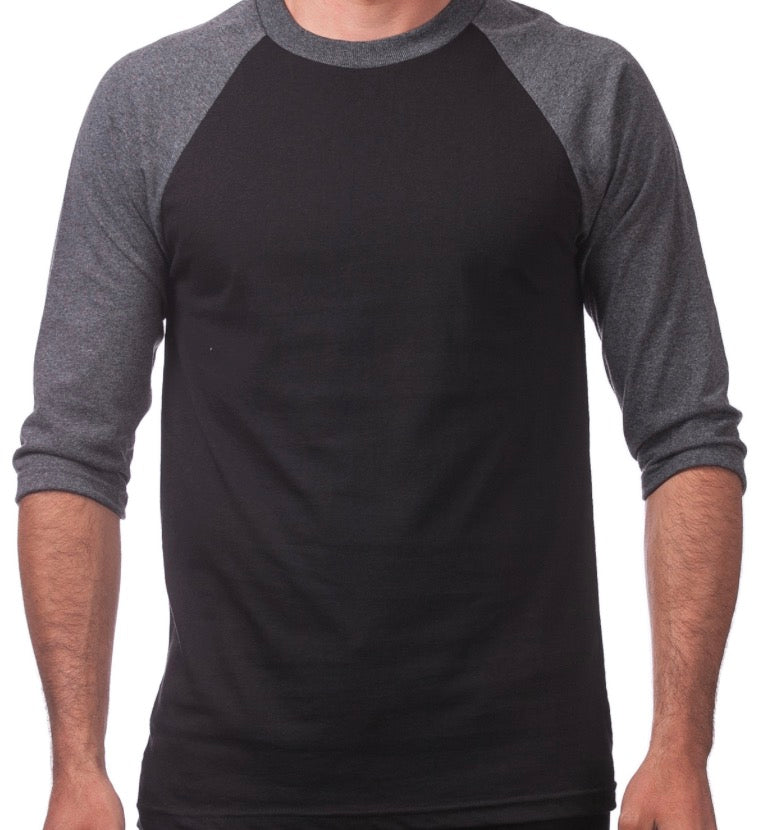 Pro Club Men’s Comfort Raglan Tee Black / charcoal
