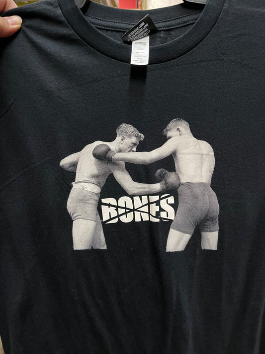 Vintage Bones Wheels Skateboard T Shirt Boxing Black
