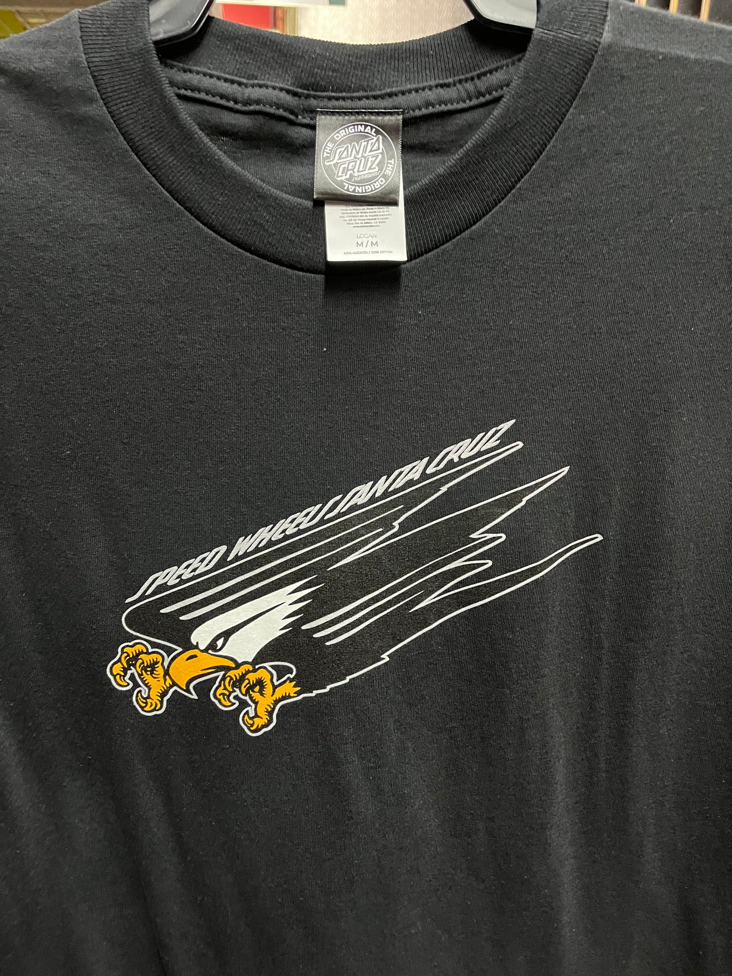 Santa Cruz Skateboard T Shirt Eagle Speed wheels Black