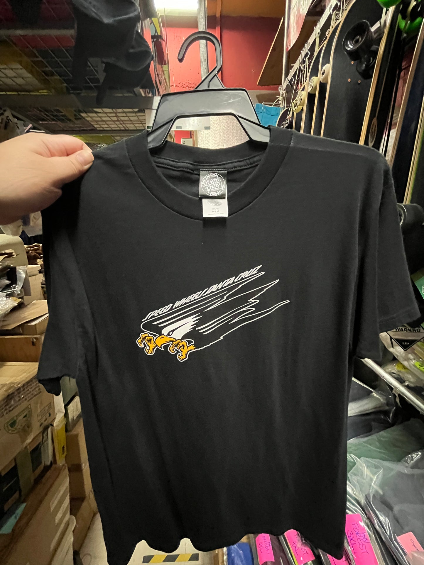 Santa Cruz Skateboard T Shirt Eagle Speed wheels Black