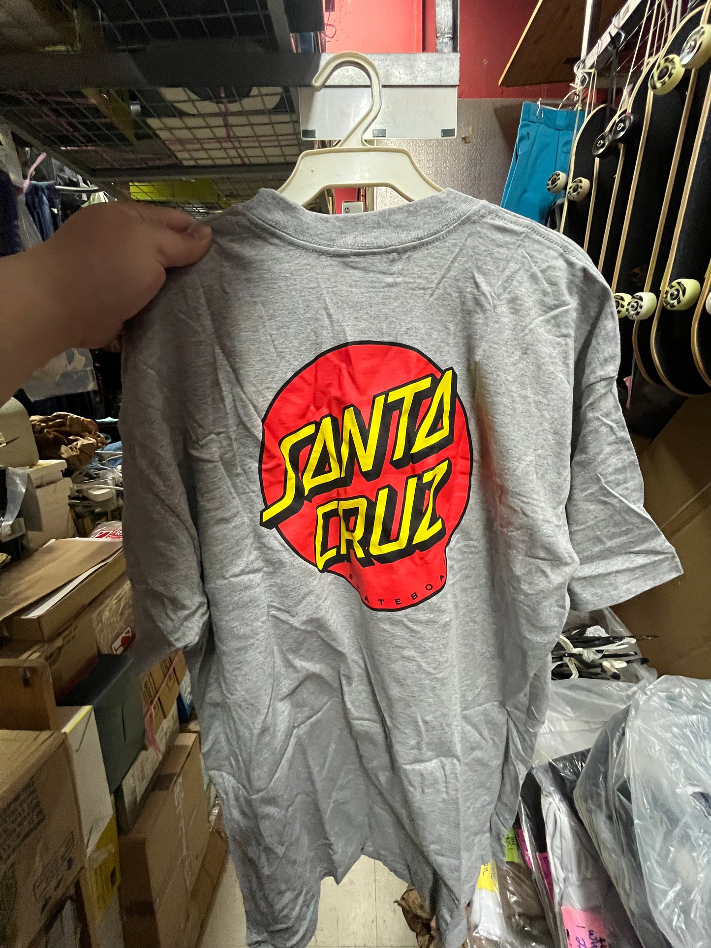 Santa Cruz Skateboard T Shirt Red Dot Athletic Heather