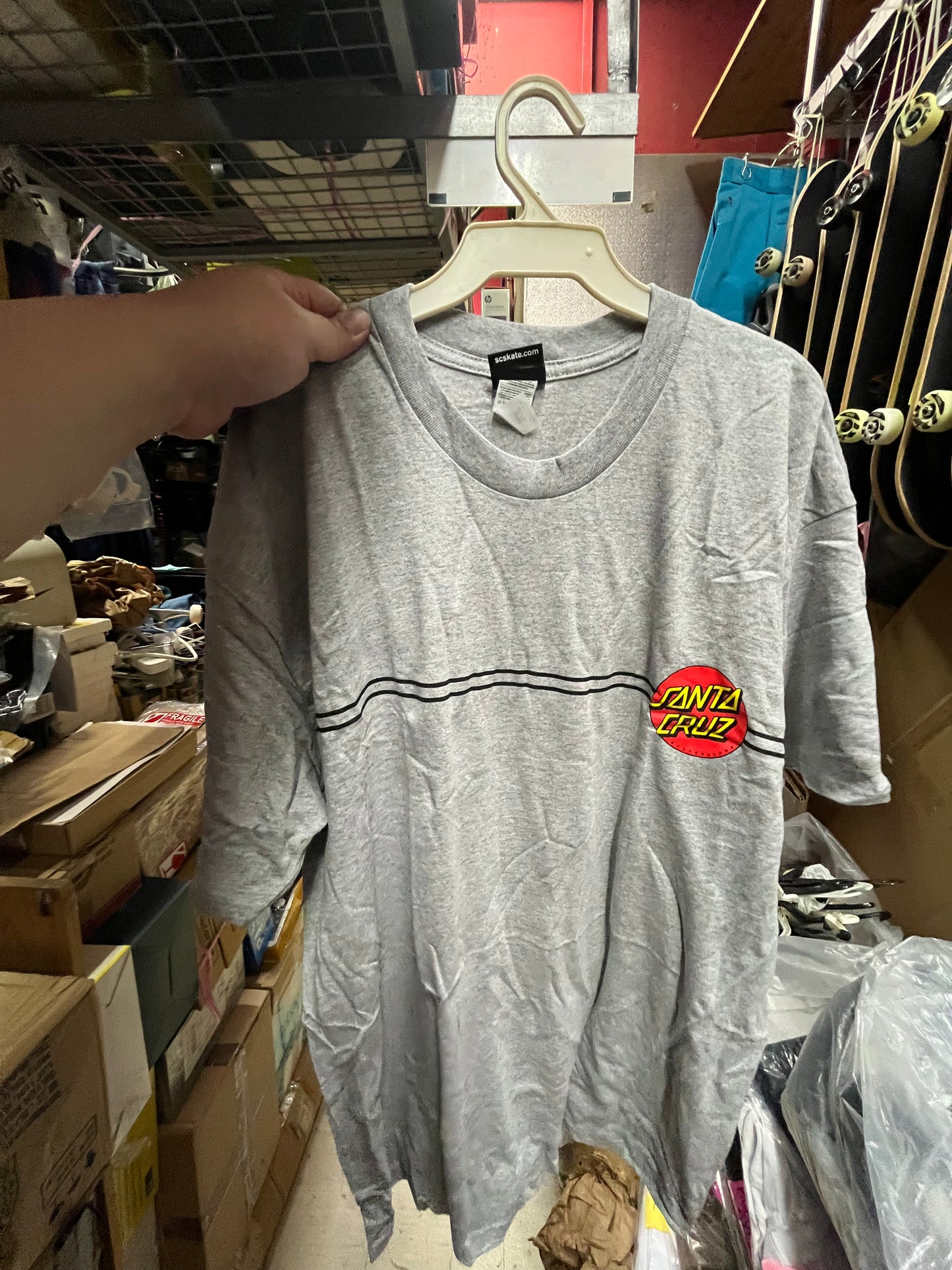 Santa Cruz Skateboard T Shirt Red Dot Athletic Heather