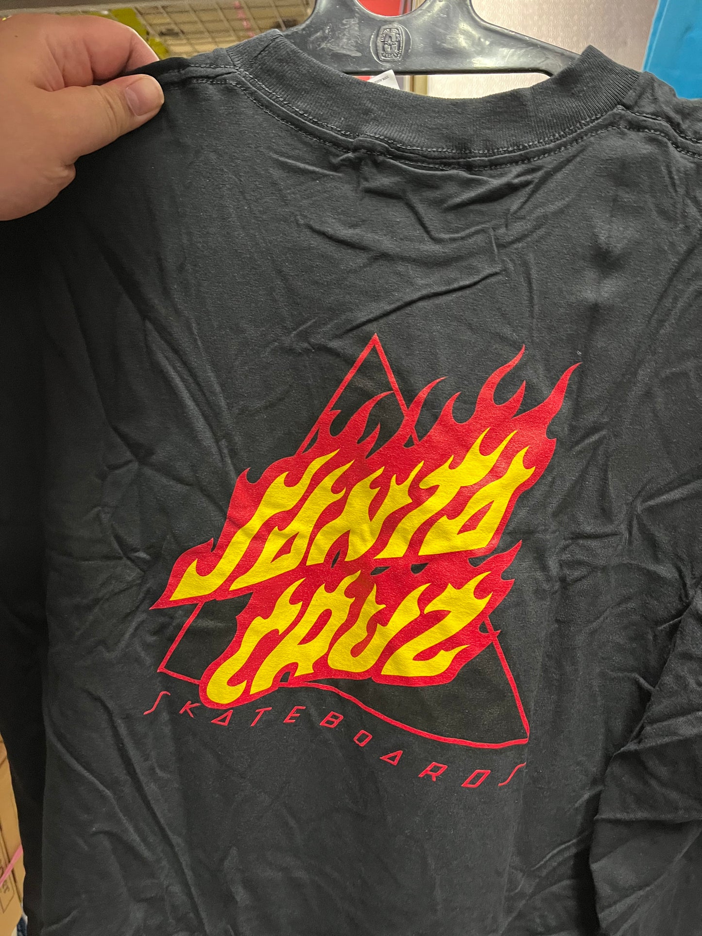 Santa Cruz skateboard t shirt fire triangle black