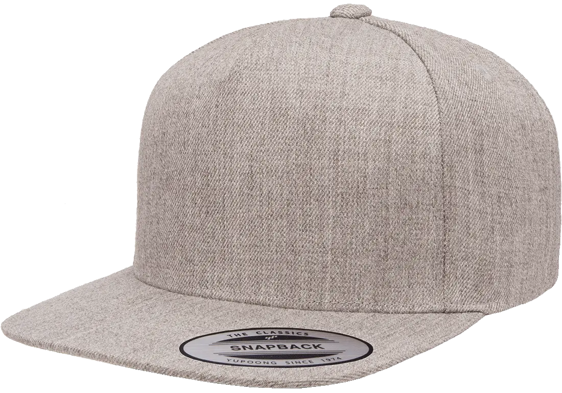 Yupong 5089M Classics® premium 5-panel snapback cap Heather Grey