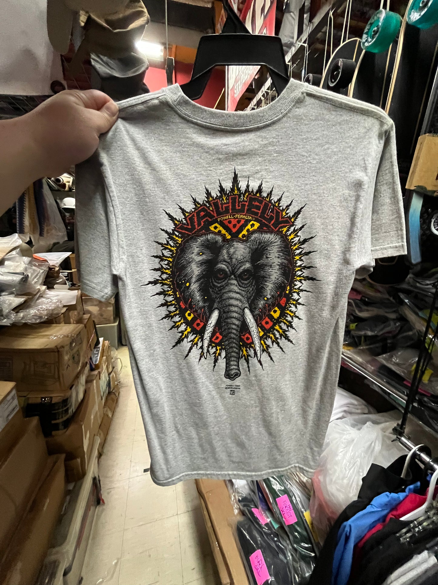 Powell Peralta Skateboard T Shirt Mike Vallely Elephant Athletic Heather