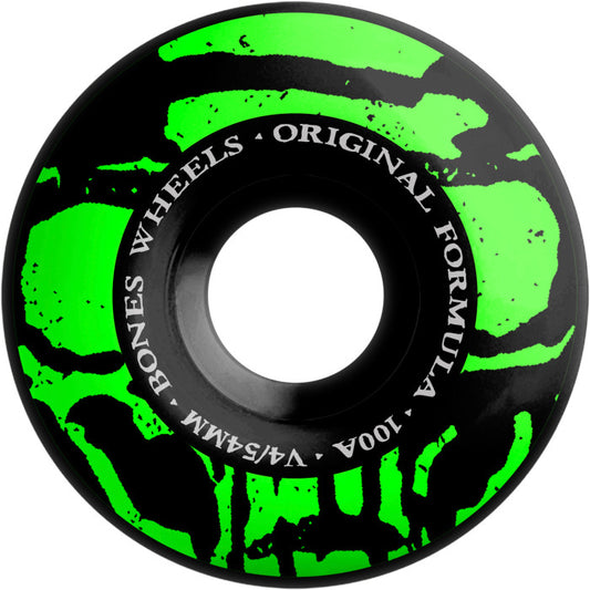 BONES WHEELS OG Formula Skateboard Wheels Mummy Skulls 54mm V4 Wide 4pk Black 100A