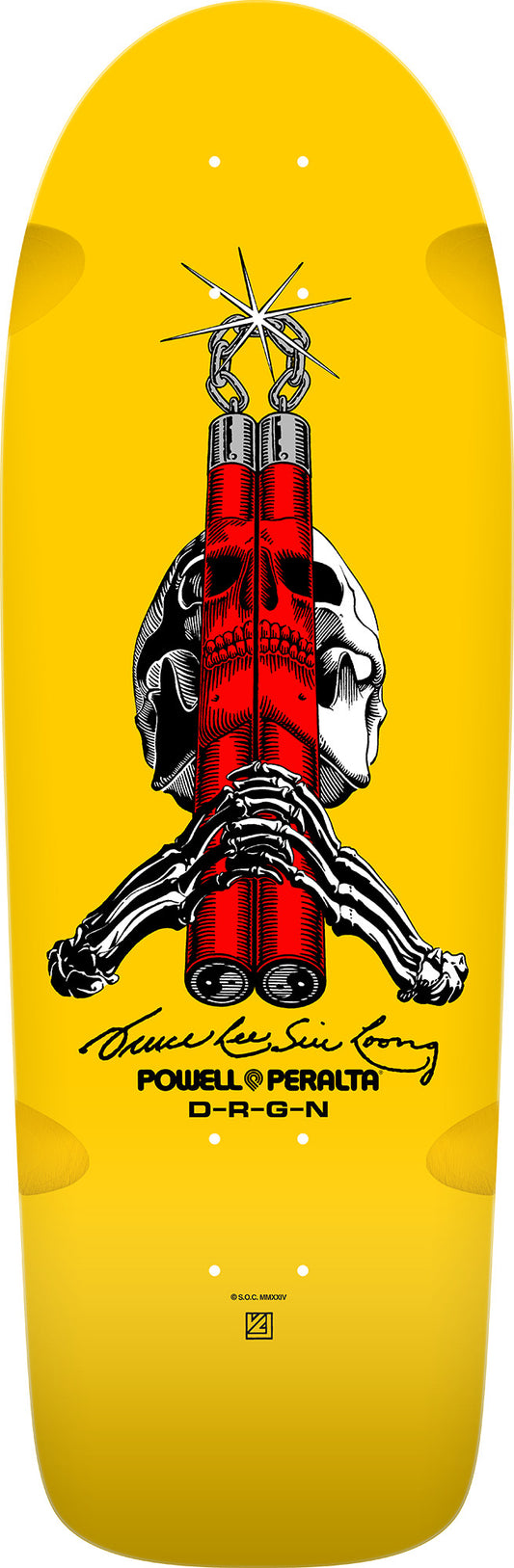 Powell Peralta Skull & Nunchucks Bruce Lee Collab Skateboard Deck Yellow - 10 x 30
