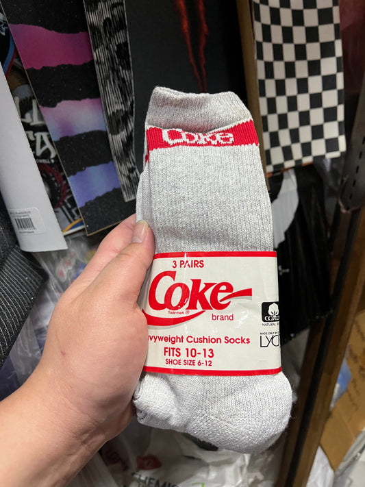 Vintage Coca Cola Coke Socks Grey size 10-13 USA