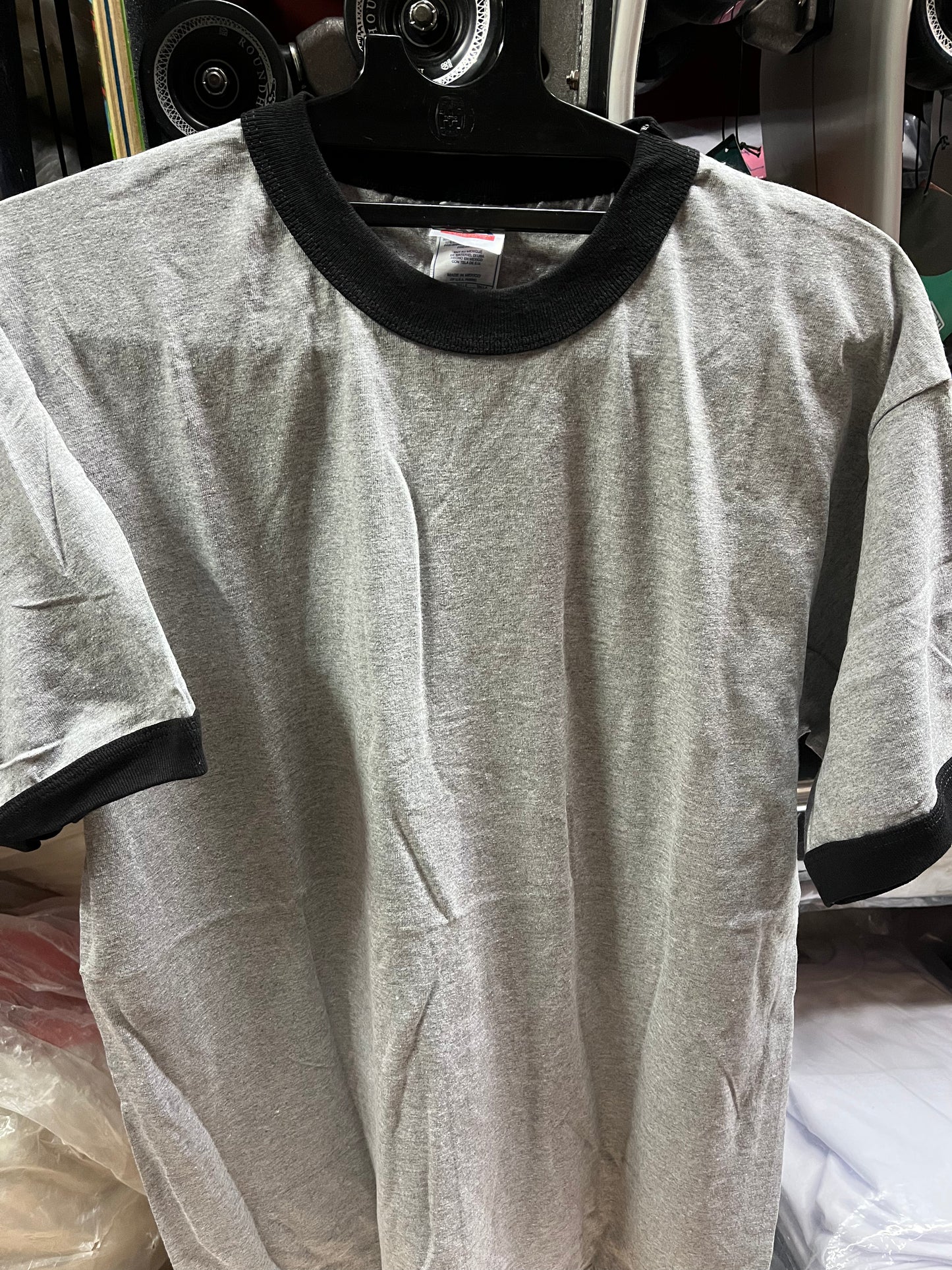 Alstyle AAA Ringer T shirt grey/black Large