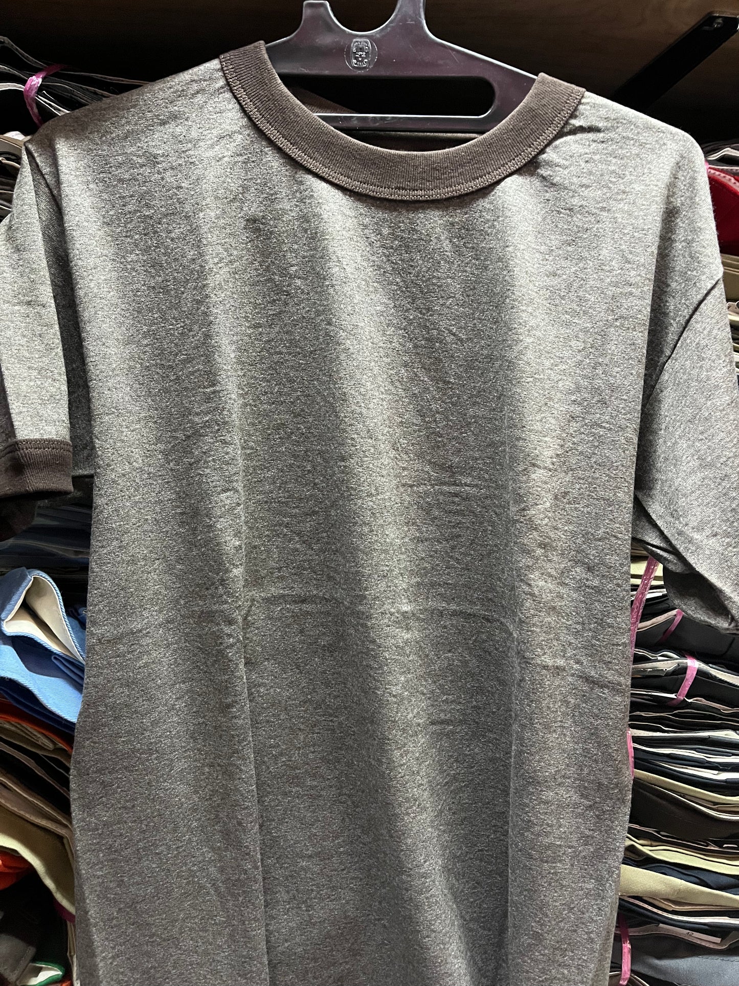 Alstyle AAA Ringer T shirt Brown Heather size M