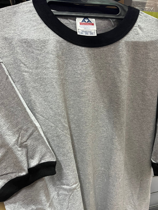 Alstyle AAA Ringer T shirt Grey/ Black size 2XL