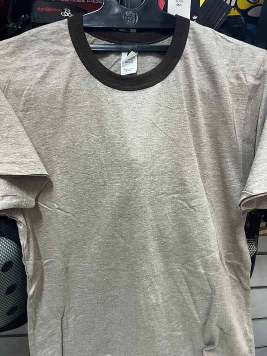 Alstyle Gaziani Ringer T shirt Brown Heather Size M