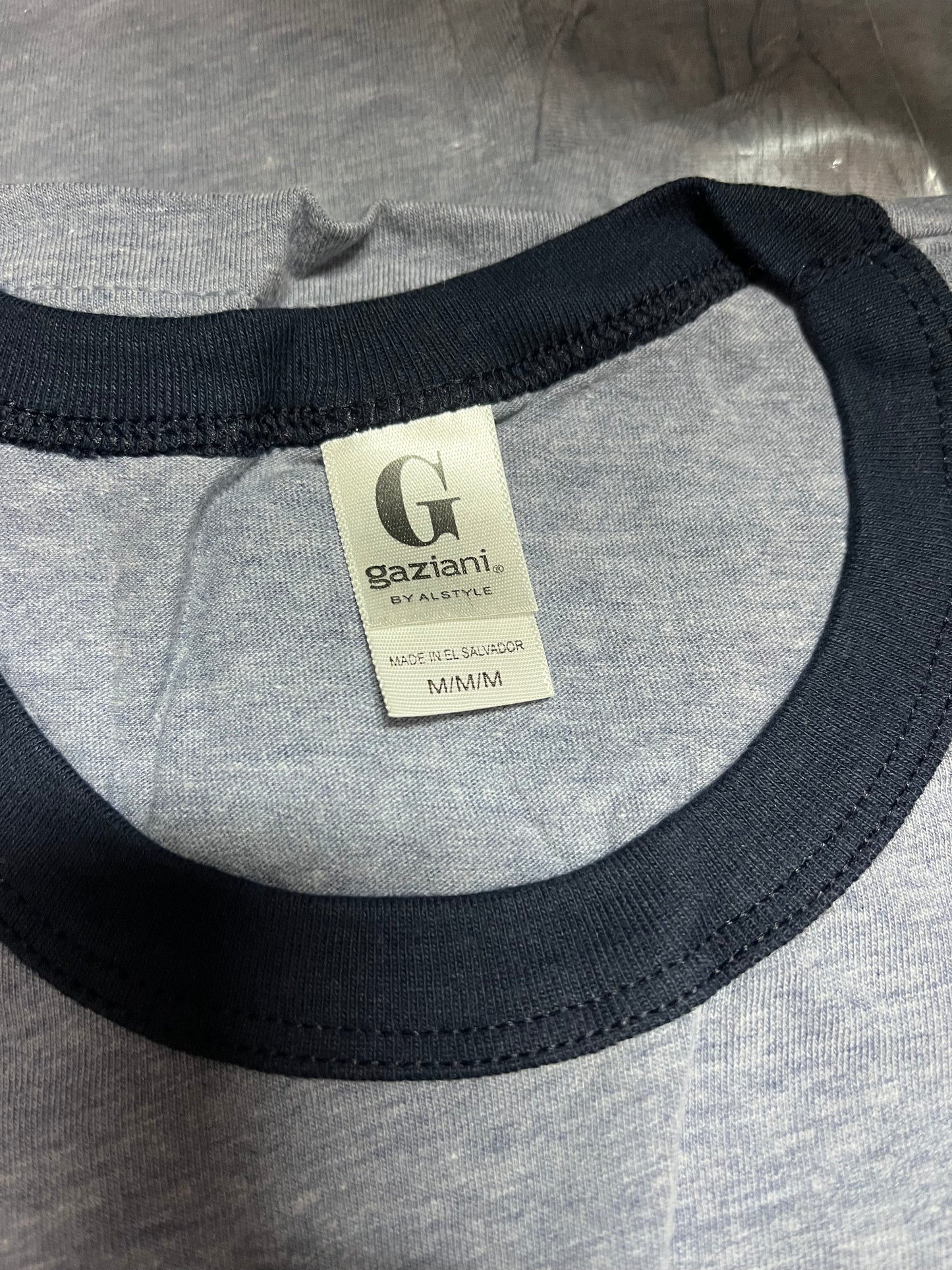 Alstyle Gaziani Ringer T shirt Blue Heather size M