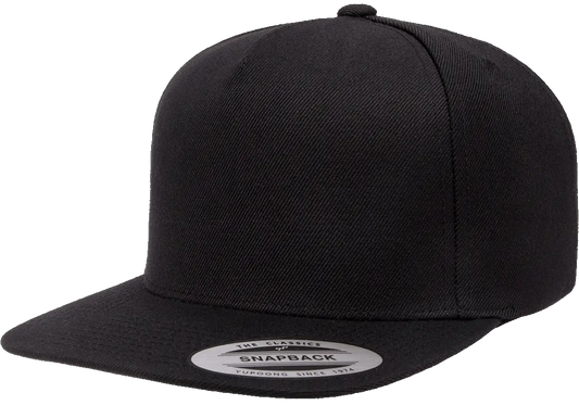 Yupong 5089M Classic Premium 5 panel Snapback Cap Black